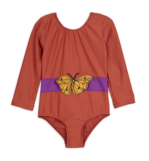 [MINI RODINI]Butterfly LS Swimsuit - Red