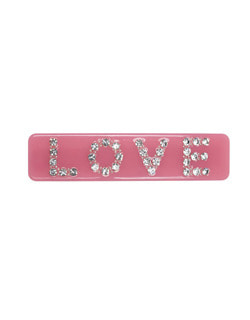 [MILLEDEUX]Love Hair Barrette With Crystals - Pink