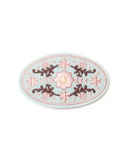 [PONPONIA]Flowery Embroiderd Hair Clip - Clear Blue
