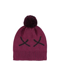 [BEAU LOVES]Chunky Knit Hat with Pompom Fuchsia Purple