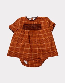 [CARAMEL]Dove Baby Dress- Orange Check