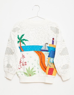 [FISH &amp; KIDS]Handmade Embroidered Sweatshirt - Ecru