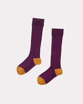 [CARAMEL]Rib Knee Socks - Violet