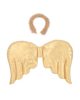 [MERI MERI]Gold Quilted Angel Wings &amp; Crown