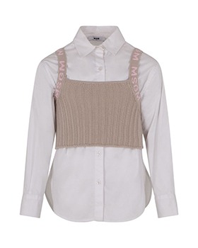 [MSGM KIDS]Poplin Knit Shirt - S4MSJGSI070 - Beige