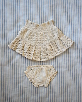 [BONJOUR]Pleated Skirt Set - Natural