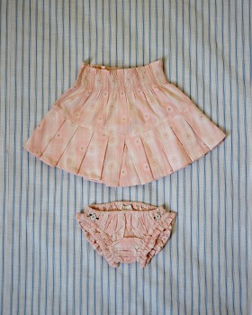 [BONJOUR]Pleated Skirt Set - Pink Flower