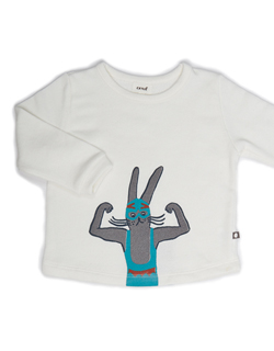 [OEUF]Sweatshirt - White/Wrestler Bunny