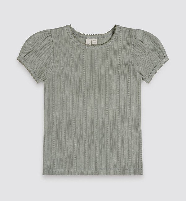 [LITTLE COTTON CLOTHES]Pointelle T-shirt - Seagrass