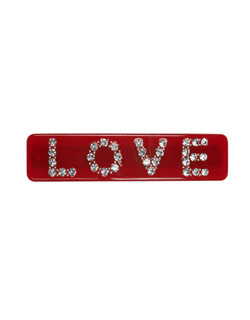 [MILLEDEUX]Love Hair Barrette With Crystals - Red