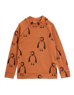[MINI RODINI]Penguin Wool LS Tee - Brown