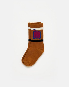 [MAISON MANGOSTAN]Mangostan Logo Socks - Brown