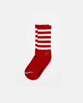 [MAISON MANGOSTAN]Stripes Logo Socks - Red