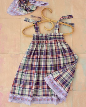 [BONJOUR]Skirt Dress With Scarf - Purple Check
