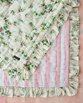 [BONJOUR]Quilted Blanket - Tropical / Pink Stripe