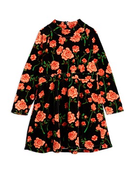 [MINI RODINI]Roses Velour Dress - 2275011299