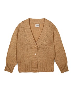 [MIPOUNET]Oversized Wool Knit Cardigan - Brown
