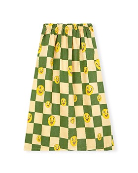 [FRESH DINOSAURS]Smiley Chess Midi Skirt