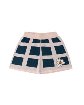 [KNIT PLANET]Squares Shorts - Navy