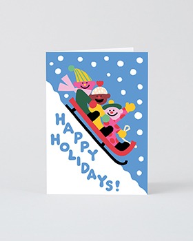 [WRAP]Card - Happy Holidays Sledge Embossed Christmas