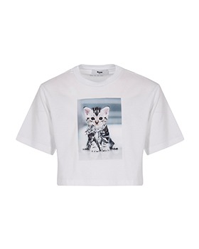 [MSGM KIDS]Cropped T-Shirt - S4MSJGTH121 - White