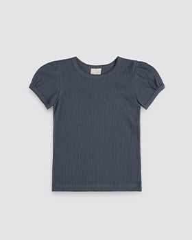 [LITTLE COTTON CLOTHES]Pointelle T-shirt - Storm Blue