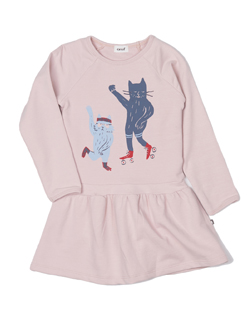[OEUF]Terry Dress - LT Pink/Cats