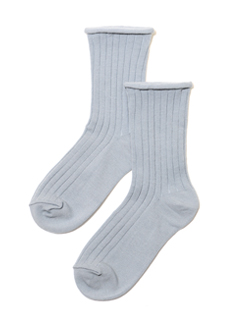 [SHOP# SOCKS]Rib Basic Socks - Fog